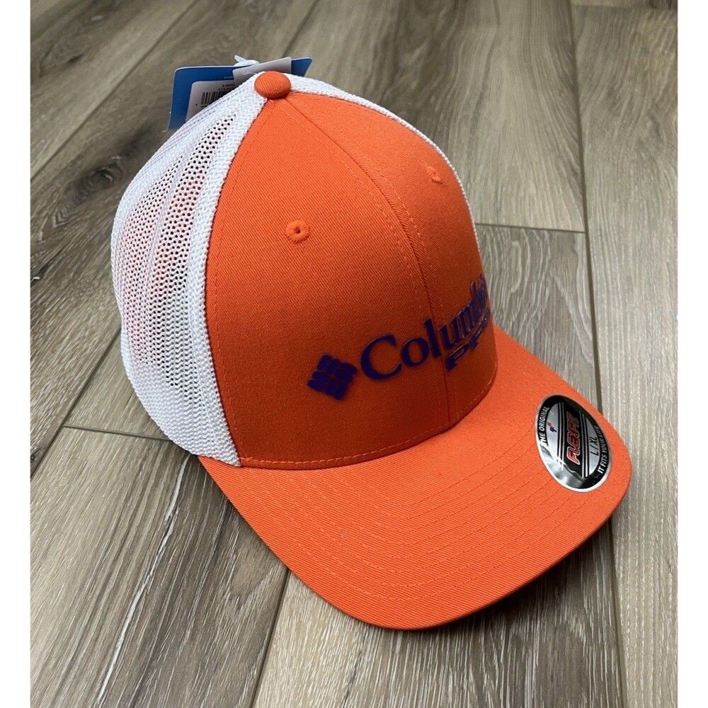 CLEMSON TIGERS "COLUMBIA SPORTS" (PFG) MEN FLEX FIT HAT (L/XL) NWT TEAM COLORS